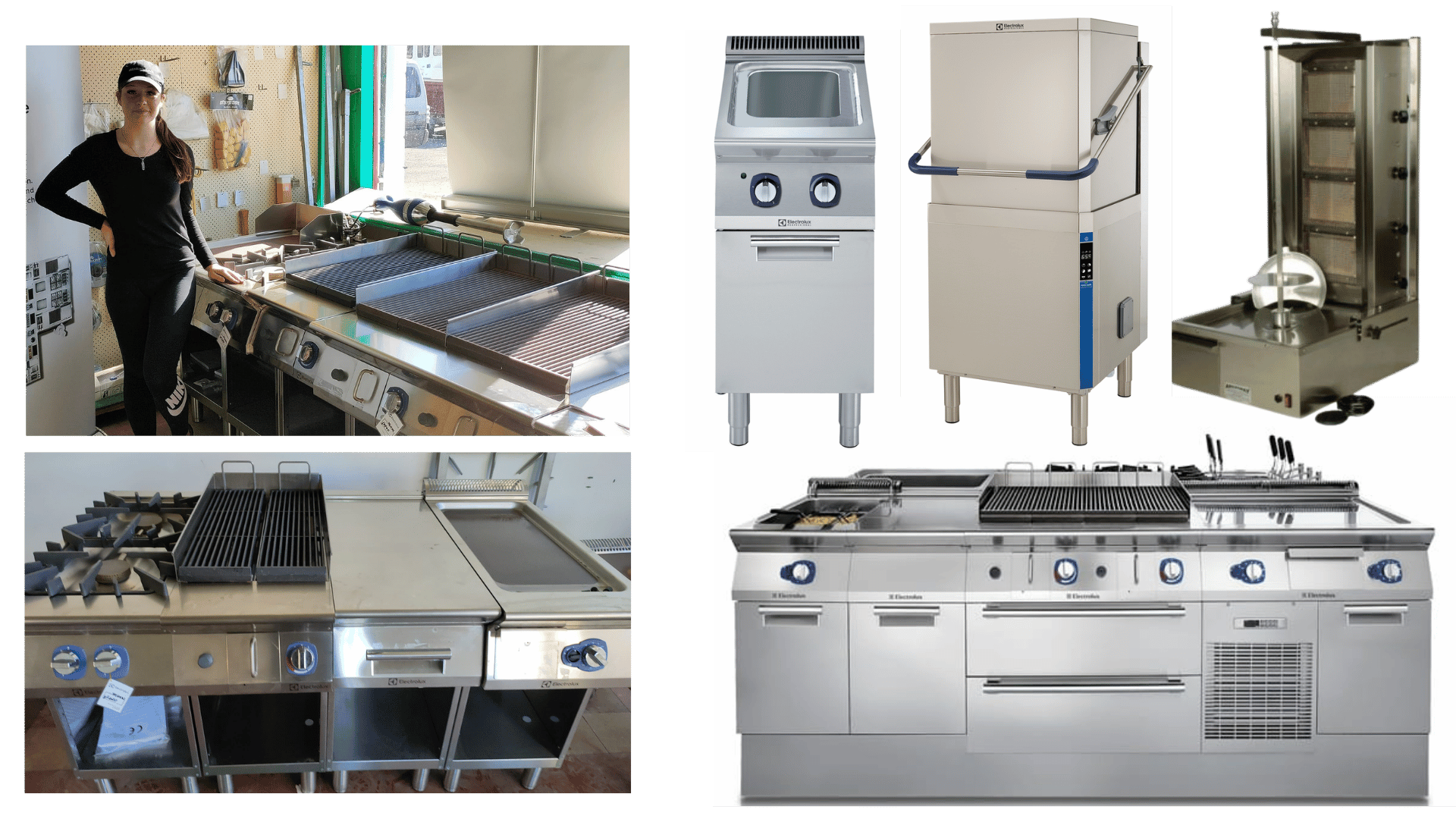 Kebab shop grills and rotisseries for cooking doner kebabs