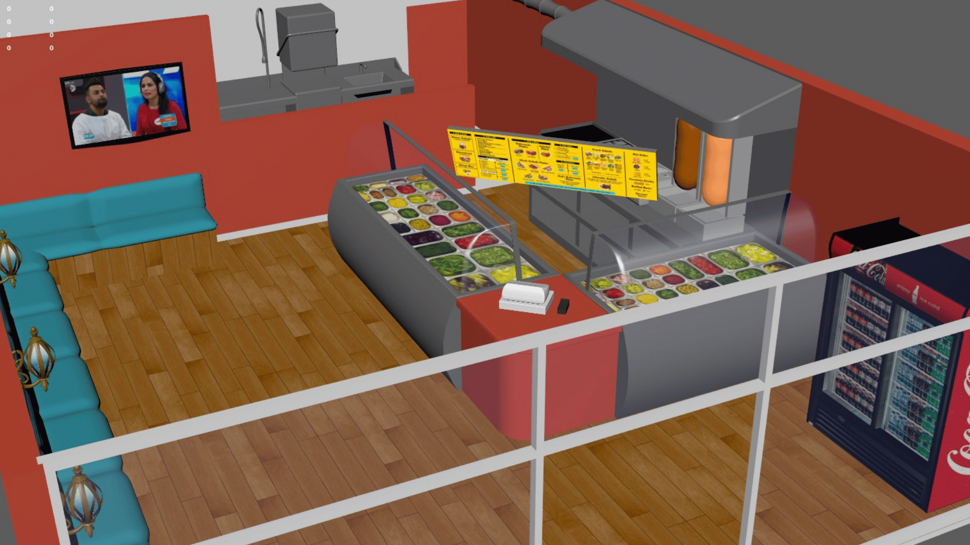 Kebab shop interior design, layout, and branding ideas